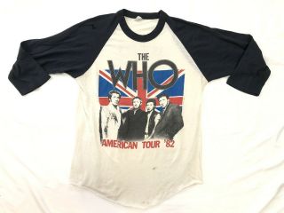 Vintage 80s The Who American Tour 82 3/4 Sleeve Video Game Schlitz T - Shirt Large