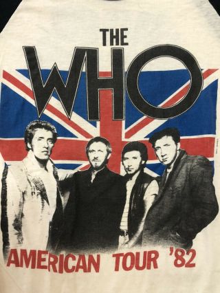 vintage 80s THE WHO AMERICAN TOUR 82 3/4 SLEEVE VIDEO GAME SCHLITZ t - shirt Large 2
