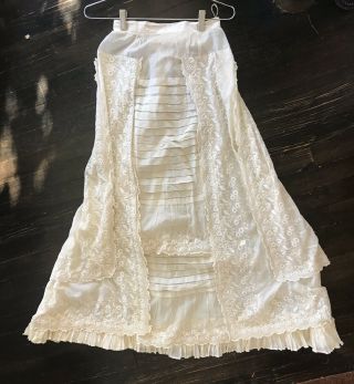 Gorgeous Edwardian Cream Lawn Petticoat Embroidered Lace Ruffles