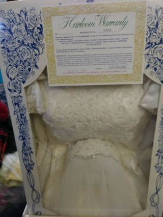 Vintage Ilgwu Lace Bead Wedding Dress Size 10 Long W/ Vail