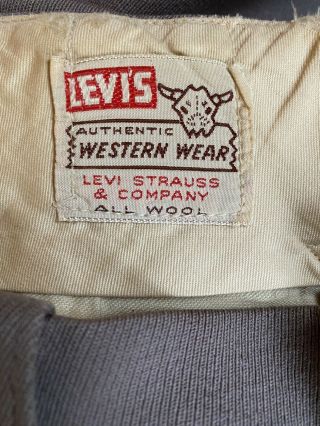 Vintage Levis Shorthorn 50s 60s Gabardine Wool Pants 34 X 32 Big E Western Taper