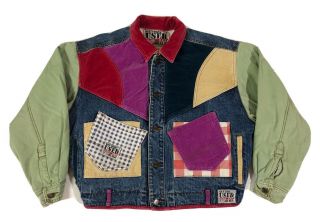 Vintage Get By Elie Hip Hop Denim Patch Jacket Size Medium 80’s 90’s