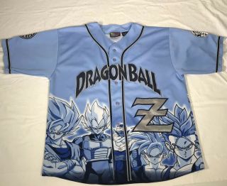 Vintage 2001 Dragon Ball Z Large Goku Anime Baseball Jersey Button Up Rare