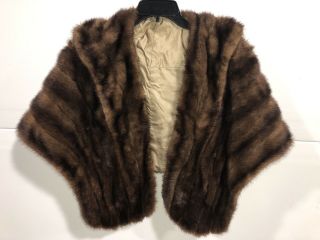 Vintage Mink Fox Stole Fur Wrap Women’s Size Xl Winter Red Brown