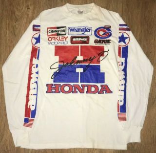 Honda Racing Rare Vintage 80s 90s Long Sleeve T Shirt Jersey Size M - L