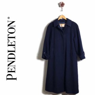 Vintage Pendleton Virgin Wool Coat Overcoat Long Women’s Navy Blue Lined Size 10