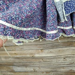 Vintage Gunne Sax Blue Floral Layered Lace Front Prairie Skirt Cottagecore Sz 7 2