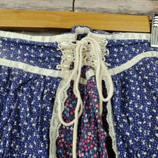 Vintage Gunne Sax Blue Floral Layered Lace Front Prairie Skirt Cottagecore Sz 7 3