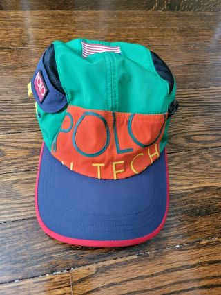 Polo Ralph Lauren Stadium Usa P Wing Rare 1992 Polo Hi Tech Fitted Hat Sz S/m