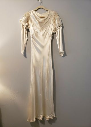 1930s satin & lace wedding gown,  GLOVES,  Size S 2