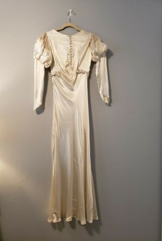 1930s satin & lace wedding gown,  GLOVES,  Size S 3