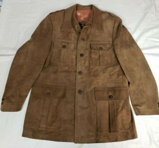 Vintage Cortefiel Size 44 Brown Suede Coat Made In Spain