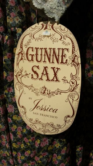 Vintage Nwt Gunne Sax Floral Prairie Country Cotton Voile Lace Maxi Dress Gown