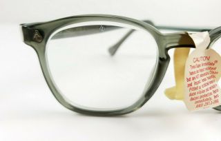 Vintage Nos American Optical Clear Lens Horn Rimmed Sure - Guard Safety Glasses