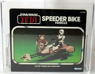 Vintage Star Wars Boxed ROTJ Vehicle Speeder Bike AFA 80 3