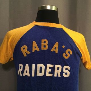 Vtg 50s 60s T - Shirt Baseball Jersey Blue Gold Raiders College Ringer Macgregor
