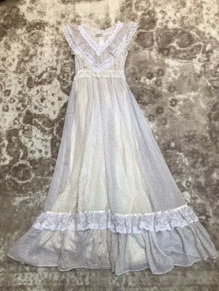 Vintage Gunne Sax By Jessica Mcclintock Sleeveless Dress Floral Lace Size 9