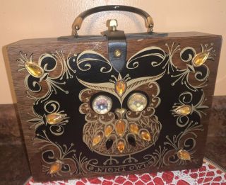 1963 " Night Owl " The Box Purse By Hand Decorated By Enid Collins Of Tx