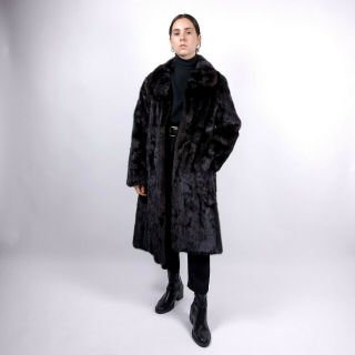 7 Size L Gorgeous Ladies Black Brown Mink Norka Real Fur Coat Woda Paris