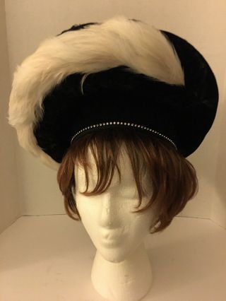 Vintage Jack Mcconnell Boutique Black Wool Hat With Feathers