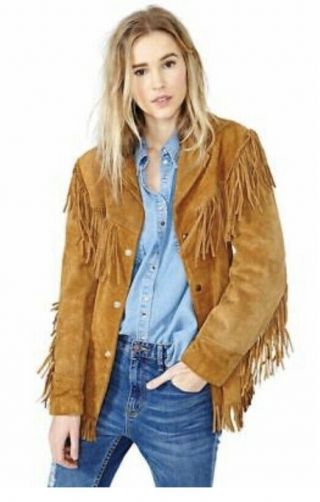 Women Western Suede Leather Wear Cow - Lady Fringe Vintage Long Coat Jacket