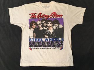 Vintage Rolling Stones 1989 Steel Wheels Tour T - Shirt Screen Stars Size Medium