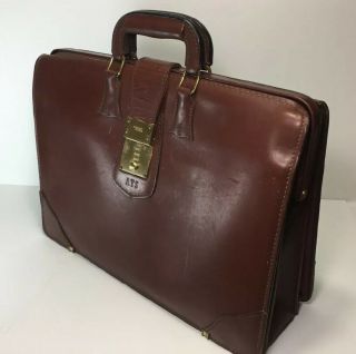 Schlesinger Full Grain Cowhide California Saddle Leather Lawyers Brief Case Euc