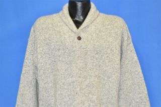 Vintage 90s Eddie Bauer Gray Heathered Pull Over Wool Shawl Neck Sweater Large L