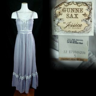 Vintage 1970s Gunne Sax By Jessica Purple Lavender Floral Peasant Maxi Dress 5