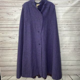 Vintage Jimmy Hourihan Purple Cape Pure Wool Ireland Donegal Tweed Poncho Coat