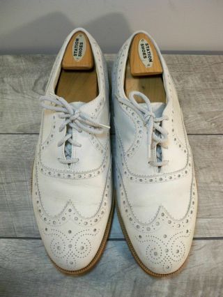 Vintage Florsheim Tan Leather Men ' s Oxfords Wing Tips Formal Dress Shoes Size 12 3