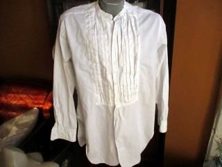 Vtg WILSON BROTHERS - 16 - 33 - LINEN Pleated SHIRT Antique 1920 ' s 2