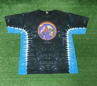 Vintage Grateful Dead Europe Tour T Shirt Size Xl Tie Dyed Liquid Blue