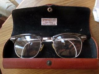 Vintage 50s 60s Browline Horn Rim Shuron Atomic Retro Eyeglasses Glasses Frames