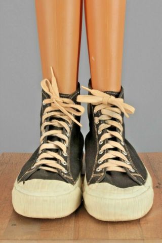 Vtg Men ' s 1950s US Pro Keds Cap Toe High Top Sneakers 9.  5 - 10 Wide (?) 50s Shoes 2
