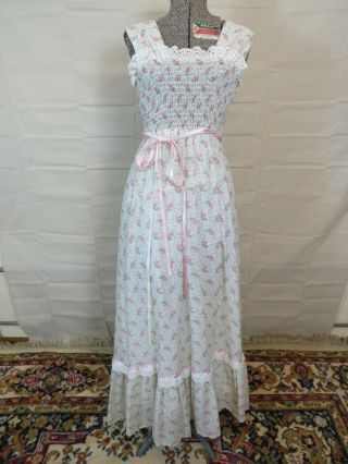Candi Jones Floral Dress Lace Ruffle Prairie Country Vintage Western California