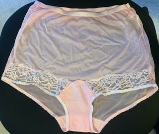 Vintage Vanity Fair Pink Sheer Nylon Tricot With Lace Diaphanique Brief Panties