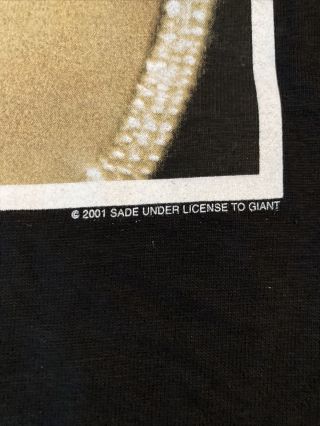 Rare Vintage 2001 Sade King Of Sorrow Adult M Black T - shirt License To Giant 3