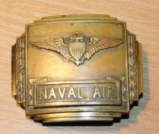 Vintage 1923 Ritter Brass Us Naval Air Belt Buckle Wing Shield
