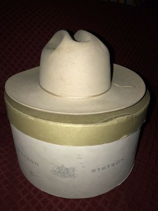 Rare Old Hat Vintage Stetson Cowboy No 1 Quality 7 1/8 With Hat Box 1950 - 1960