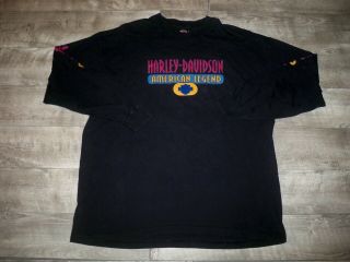 Vtg 1995 Harley - Davidson Motorcycles American Legend Long Sleeve T - Shirt 90s 3xl