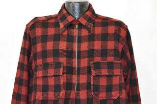 Vtg 40s Drybak Red Black Check Plaid All Wool 5390 Sz 17 Chinstrap Shirt Xl