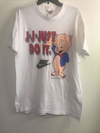Rare Vintage 1993 Nike Porky Pig J - J - Just Do It Tee Size Large 2