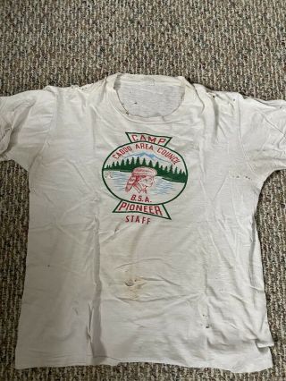 Vintage Summer Camp Boy Scott T Shirt Sz L