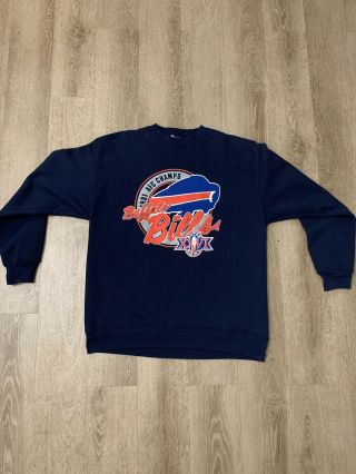 Rare Vintage Buffalo Bills Afc Champs Sweatshirt Xl