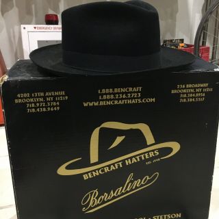 Stetson The Sovereign Fedora Hat Felt Black Mens 7 1/2 " Made Usa Vintage Boxed