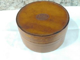 Vtg Antique Collar Box Leather Victorian London Marked Cond.  Large Brown