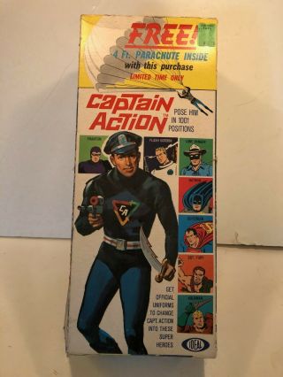 Rare Captain Action Figure W/ Box & Parachute;