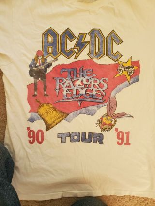 Ac Dc Razors Edge 1990 Concert T Shirt Size L Rare