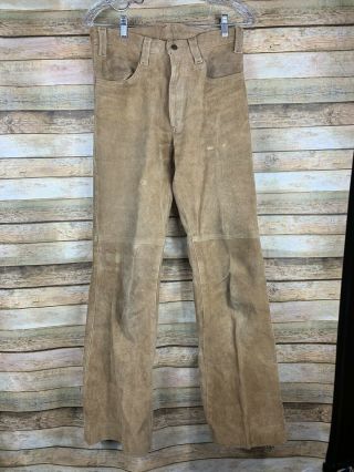 Vintage Levis 1960s Big E Suede Leather Pants Tan Brown Tag 30x31